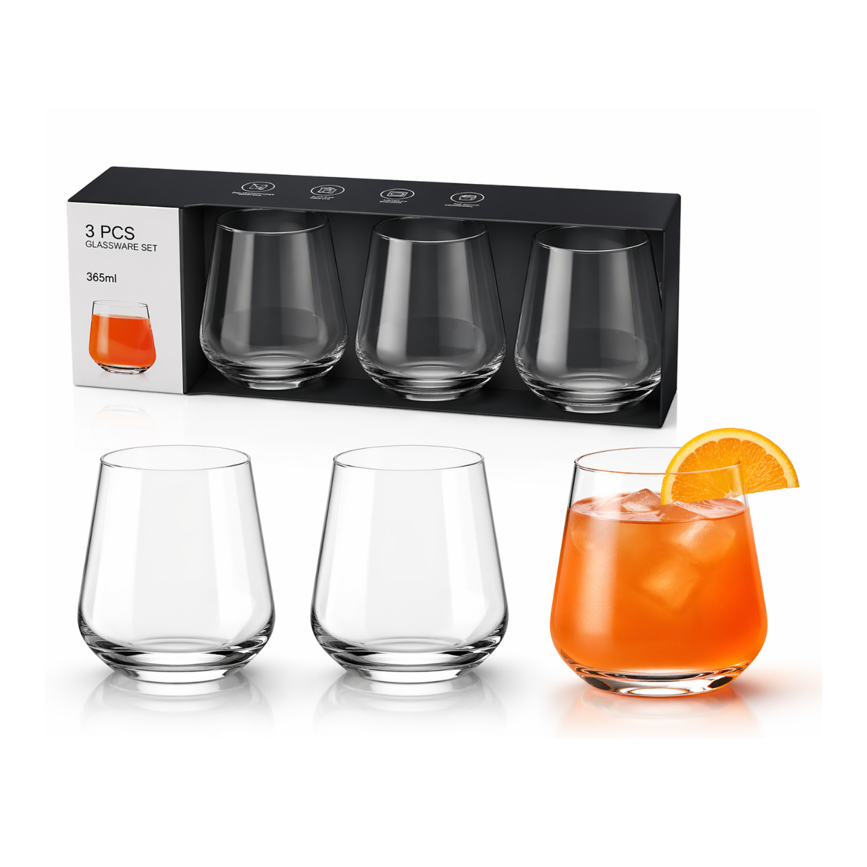 Set 3 Vasos de Vidrio 365ml Canvas TNV-081-365ML Selecto