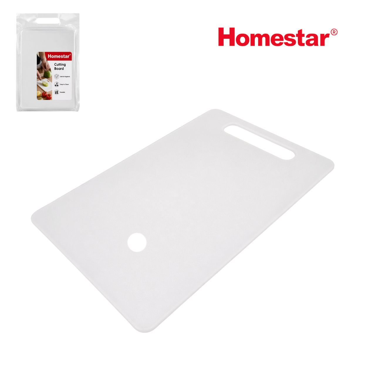 (LLEGANDO 5 DE MAYO) Tabla de Picar Plástico 40X25X0.6cm Blanco Homestar NVL5718107