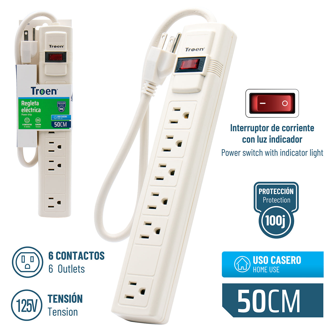 Regleta Eléctrica 6 Capacidades TROEN ETR-S2102 TROEN