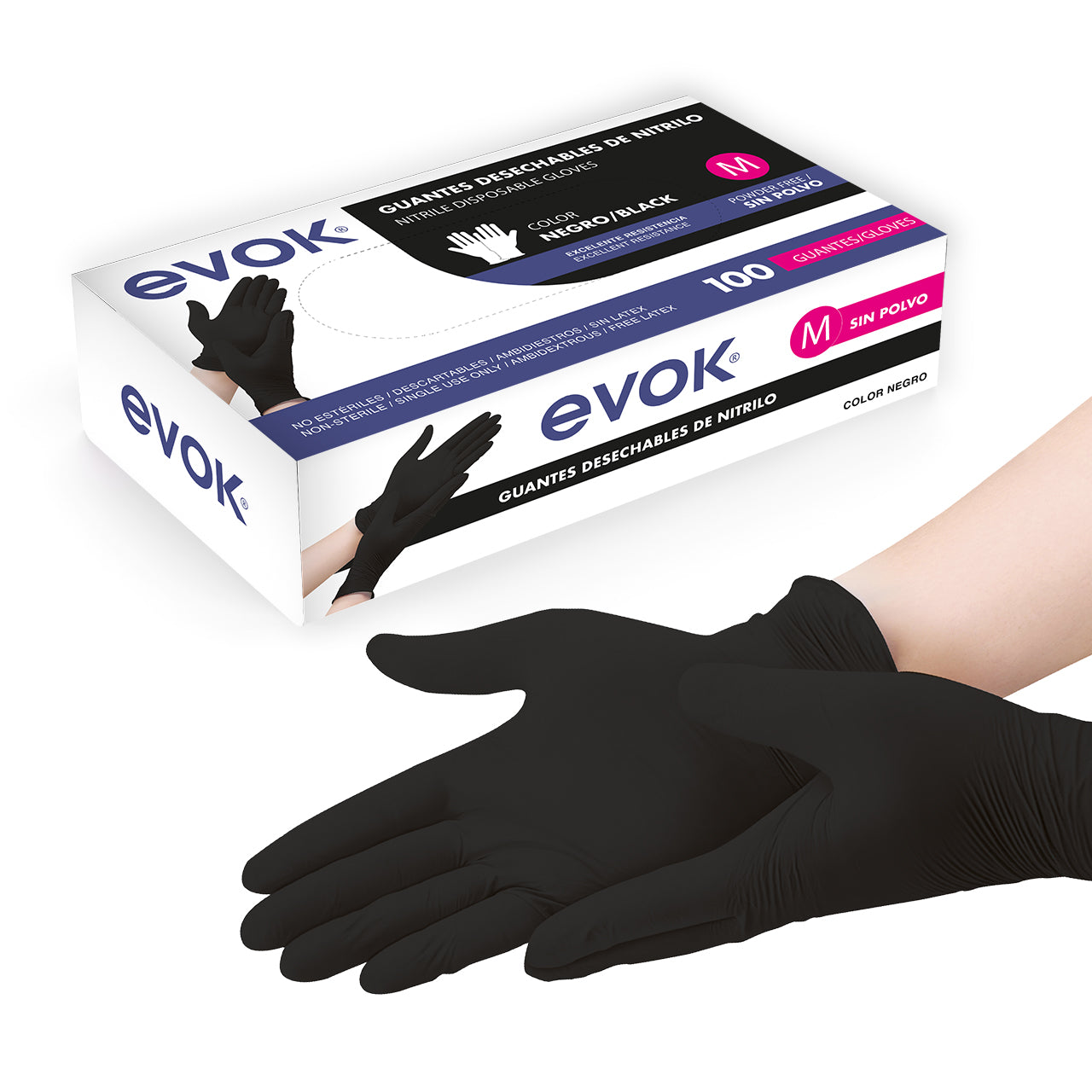 Guantes Desechables de Vinilo 100pcs Tamaño (M) para Cocina EV-NT-M-BK Nitrilo. Selecto
