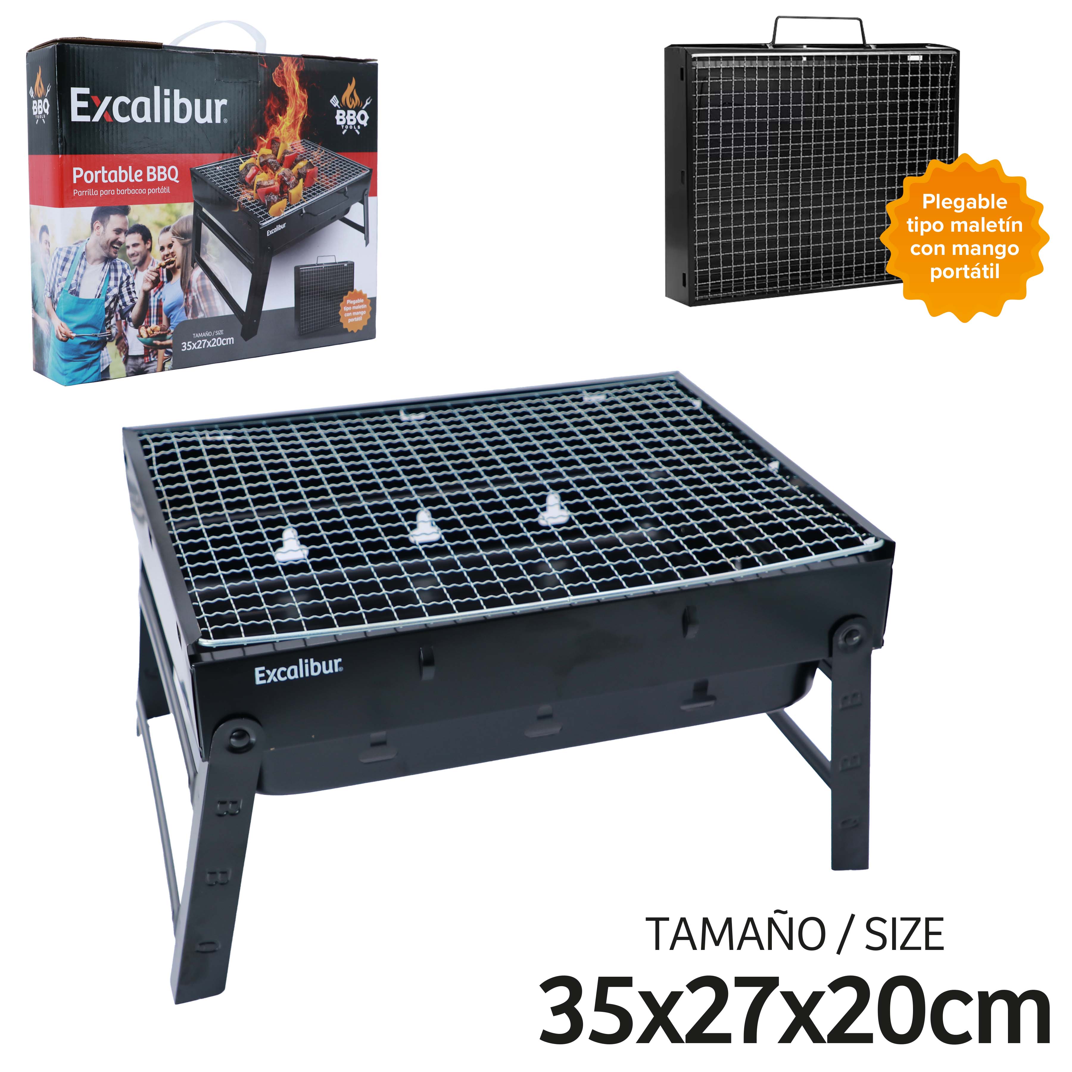 Asador Barbacoa al Carbón Portátil Excalibur EX-BBQ-8038