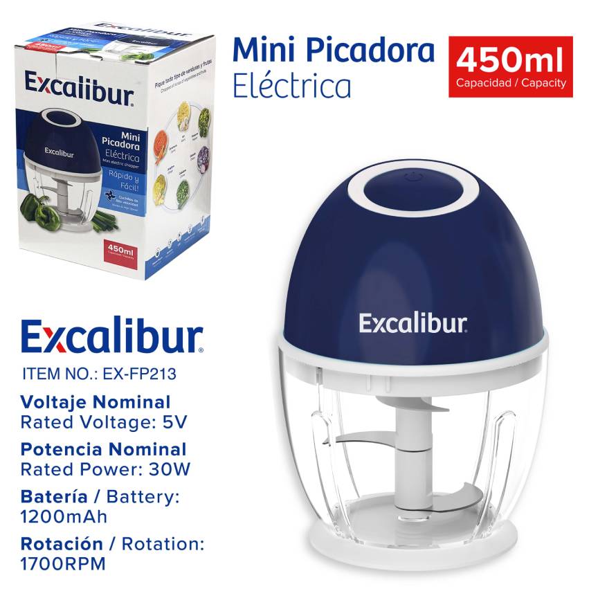 Mini Procesador de Alimentos 450ml Excalibur EX-FP213 EXCALIBUR
