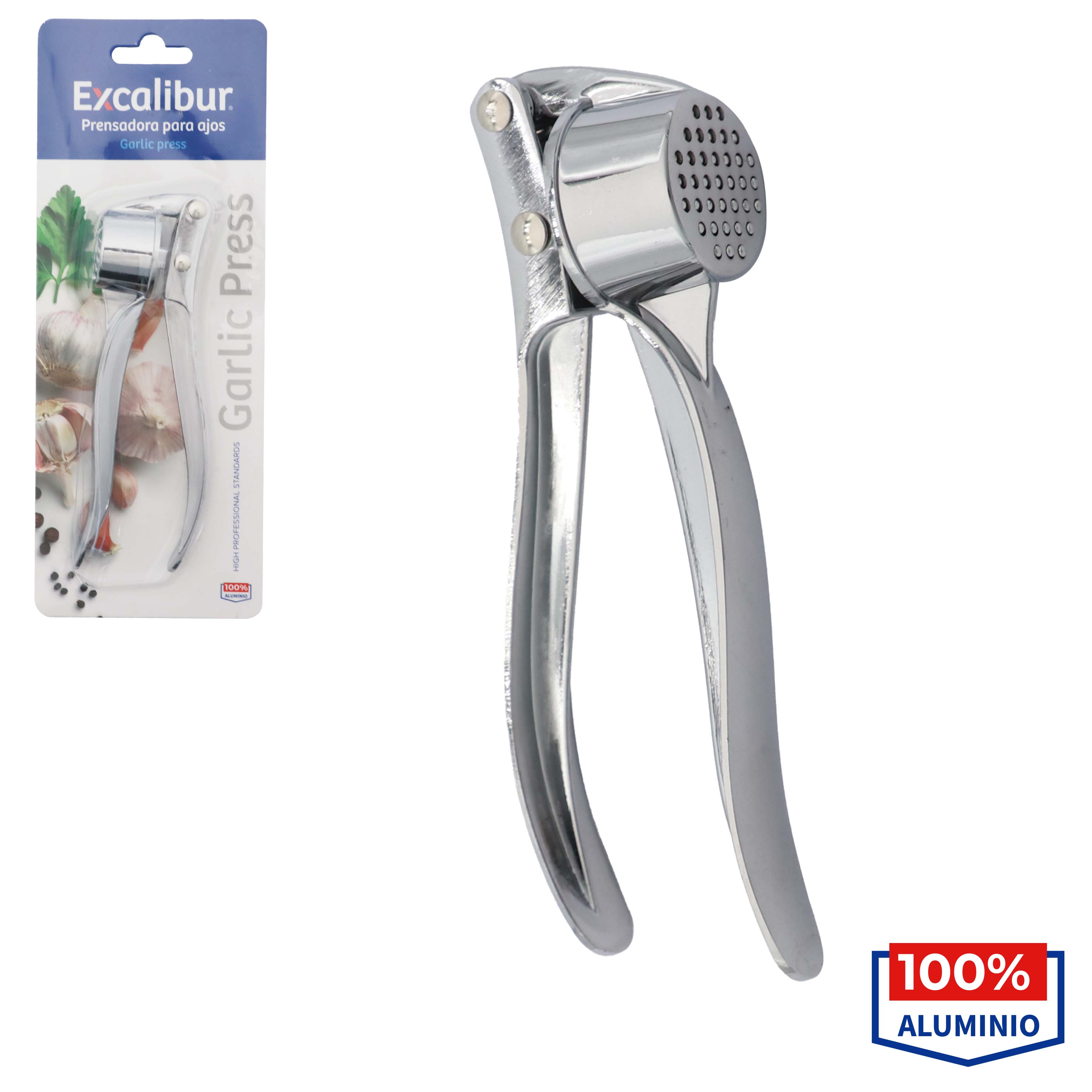 Triturador de Ajos en Aluminio Excalibur EX-GP131 Prensa de ajos.