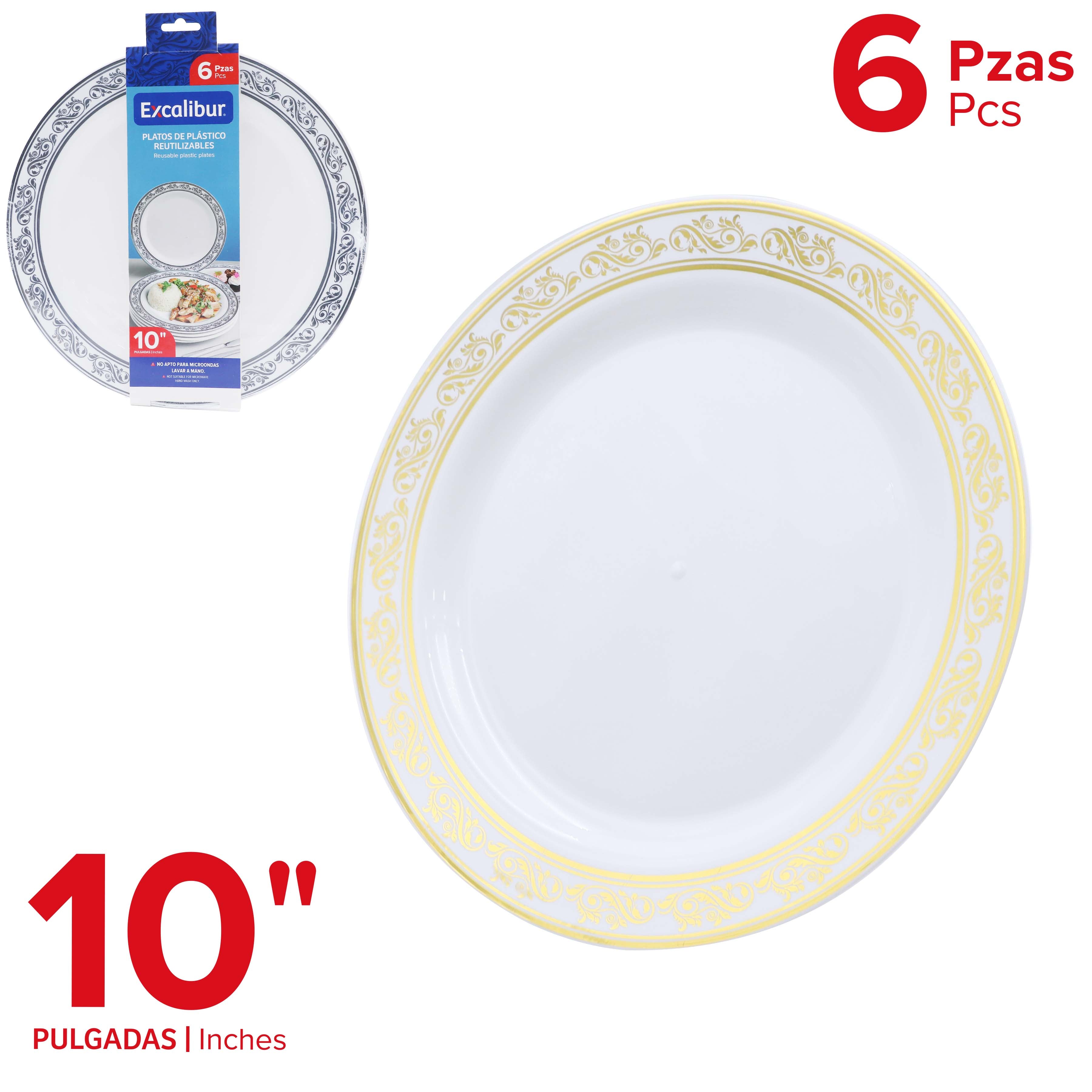 PT. de 6 Platos Reutilizables 10" Excalibur EX-PTC-1028-6