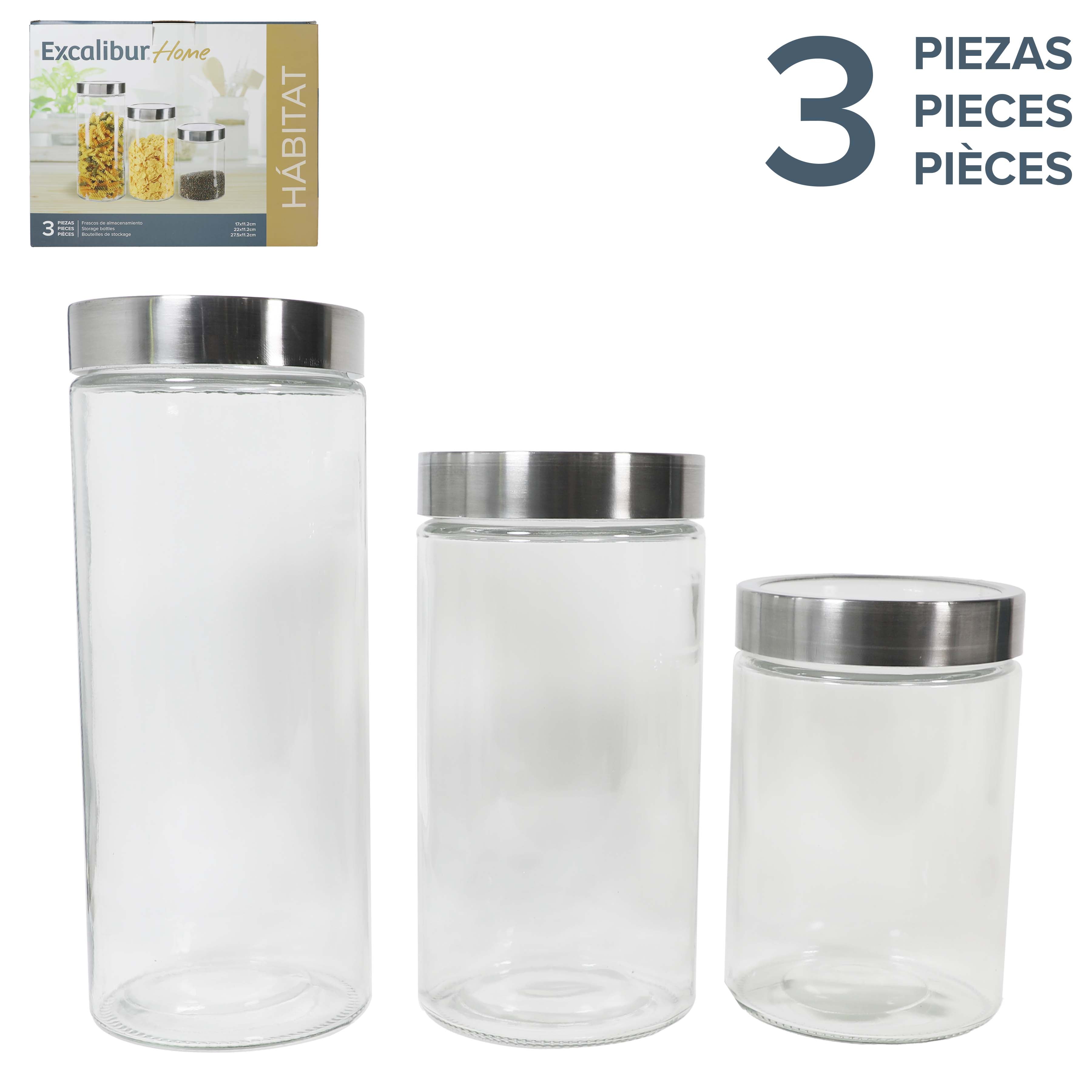Set de 3 Organizadores de Vidrio EX-S01-GSB03 EXCALIBUR