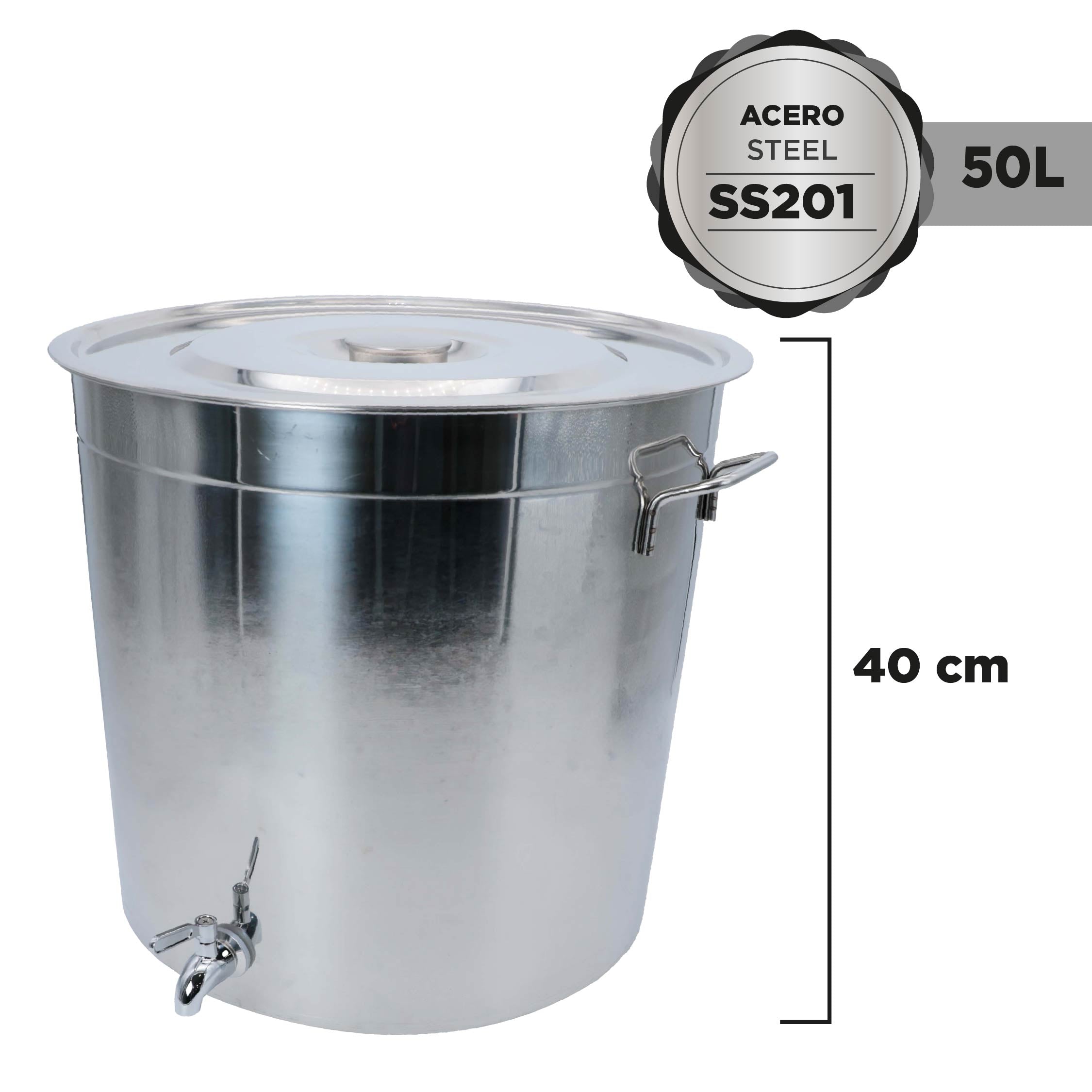 Olla Dispensador de Bebidas en Acero Inoxidable SS201 50 Litros con Grifo | EX-SB50