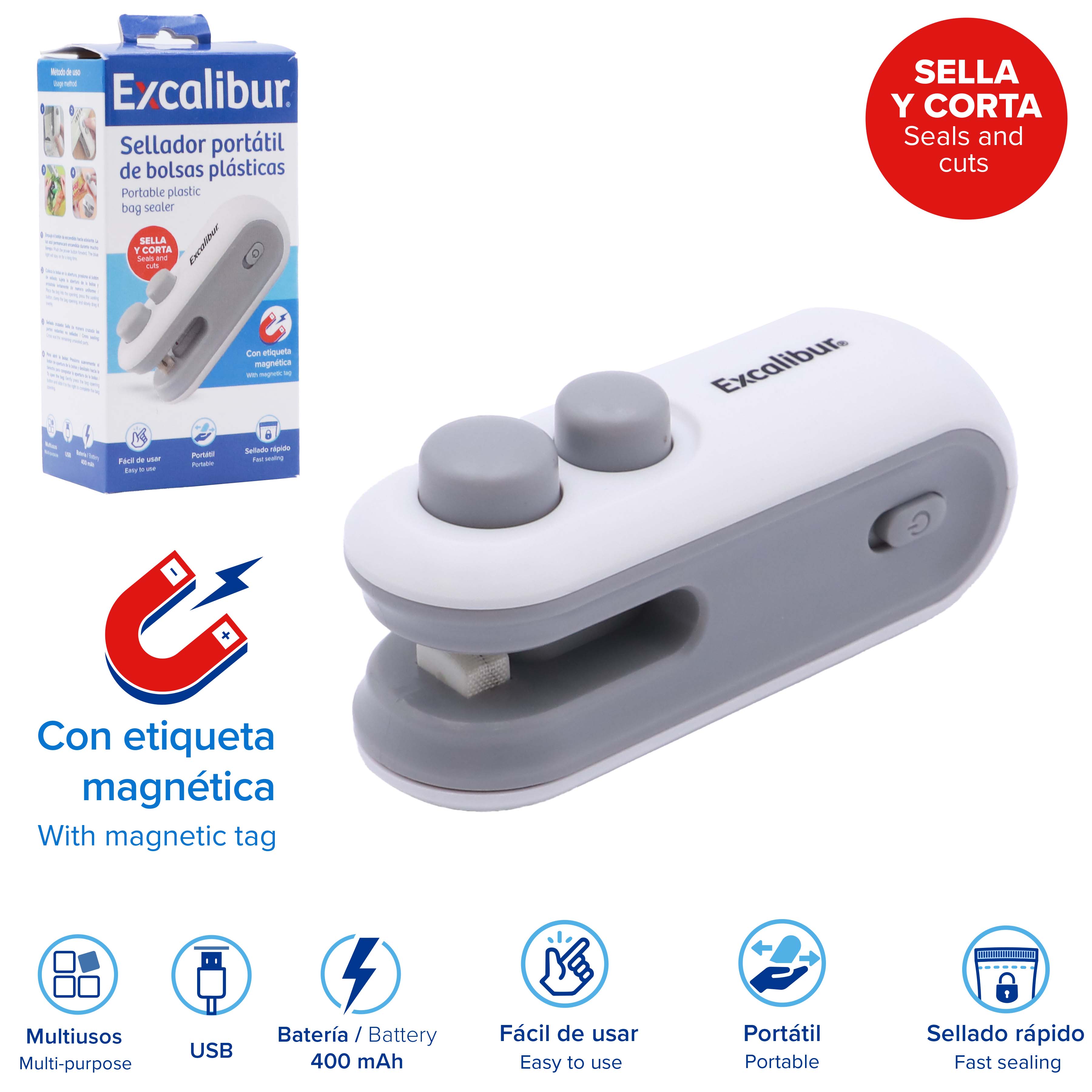 Máquina Selladora Portátil de Bolsas Plásticas Excalibur EX-SL-WE EXCALIBUR
