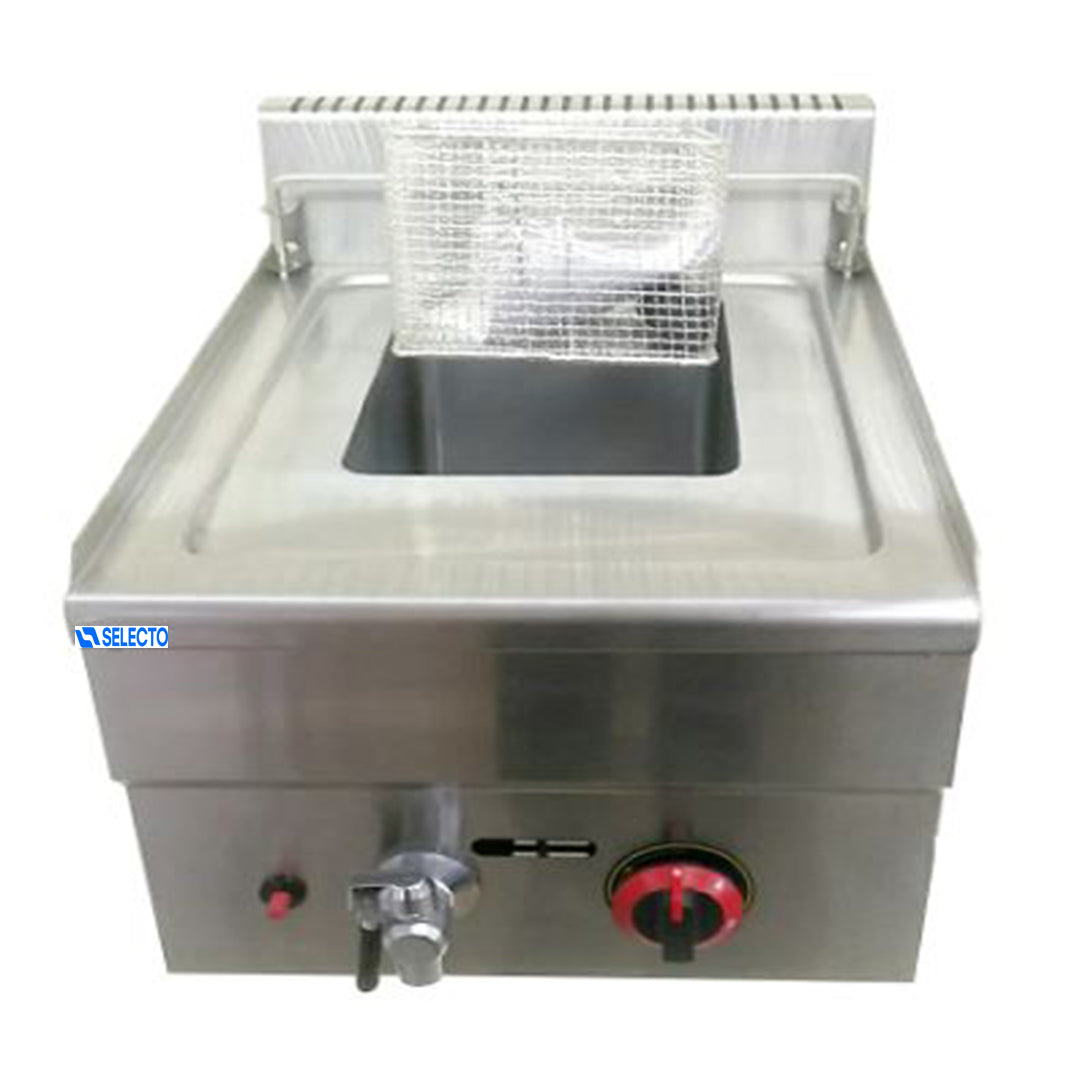 Freidora de Acero Inoxidable a Gas 16 Litros con Drenaje HGF-161L Selecto