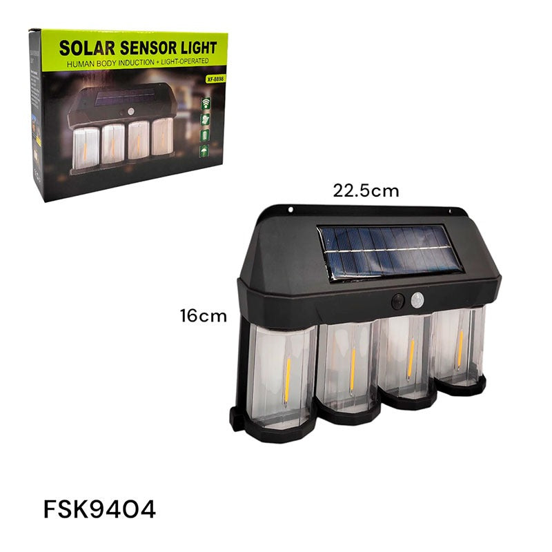 Lampara de Pared para Exterior 4 LED con Panel Solar FSK9404