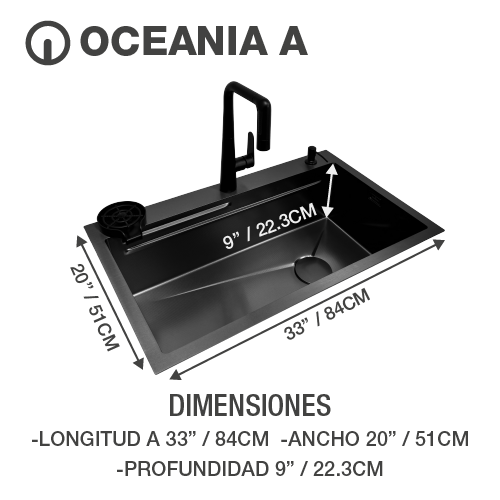 Kit Fregador + Grifo de Acero Inoxidable 304 Oceania 33 Gasco