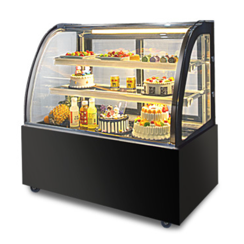 (LLEGANDO 30 DE SEPT) Vitrina Refrigeradora Exhibidor Comercial para Dulce Pastel Repostería Curvo Negro 110V | 4 Largos Disponibles | 120cm HVB-1200H | 150cm HVB-1500H | 180cm HVB-1800H | 200cm HVB-2000H