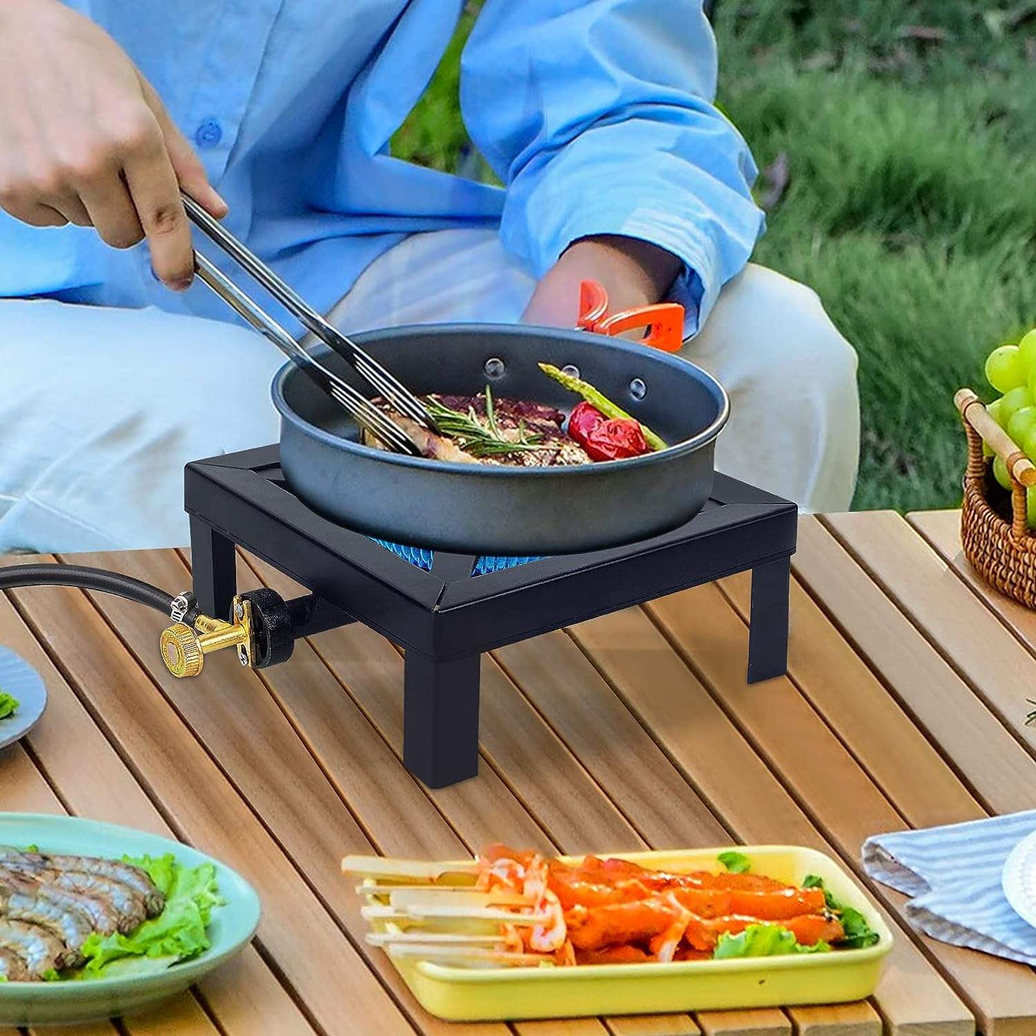 Estufa de Hierro a Gas | Quemador de Hierro Fundido para Cocina, Restaurante y Exteriores | Reverbero Negro ZL-QH1