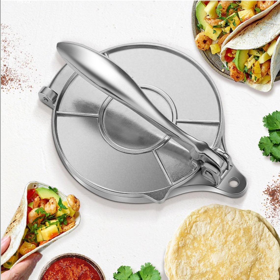 (LLEGANDO 27 DE MARZO) Tortillera de Aluminio para Hacer Tacos Tortillas 16cm y 20cm