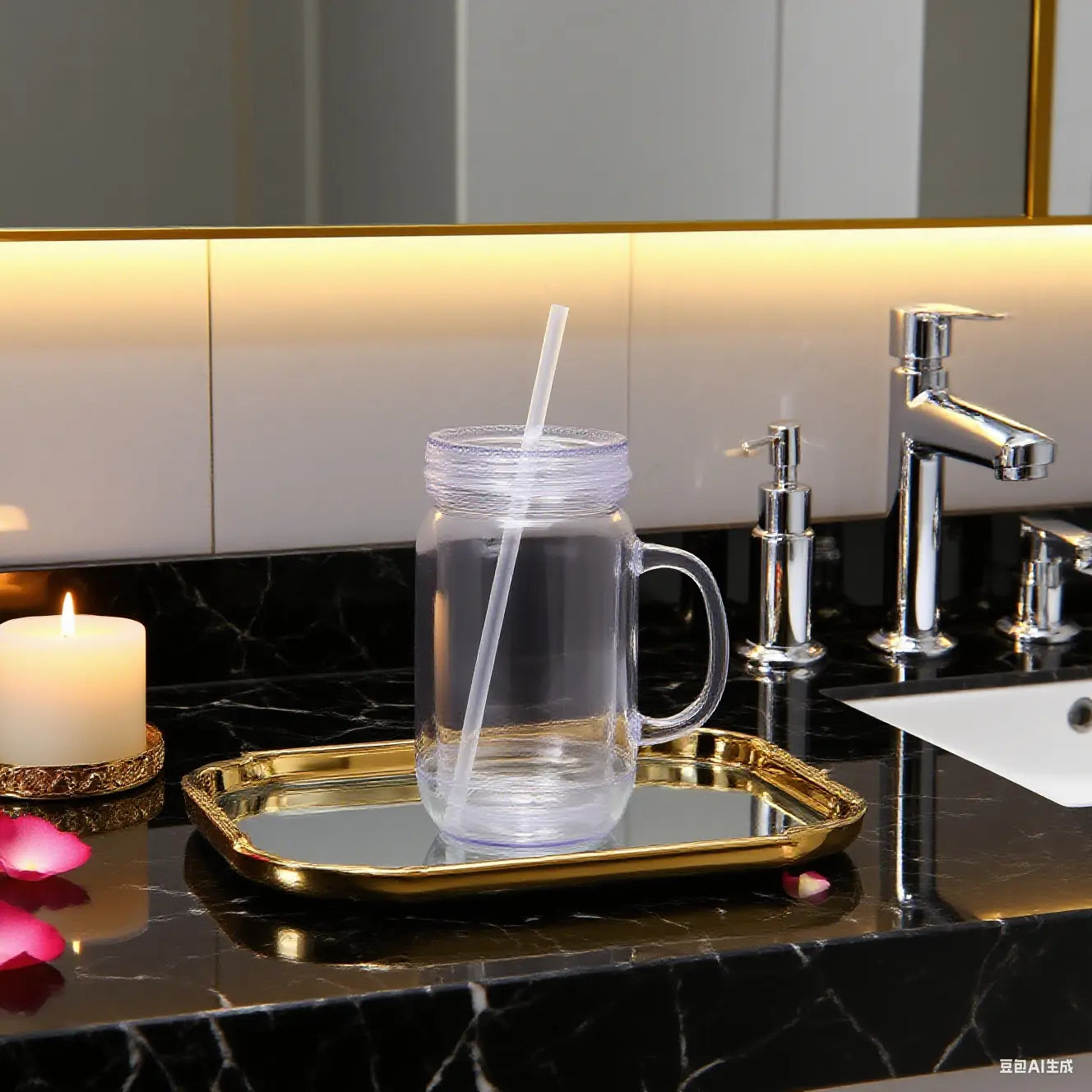 Vaso con Tapa y Carrizo de Plástico Transparente 560ml SV-SL-695 Selecto