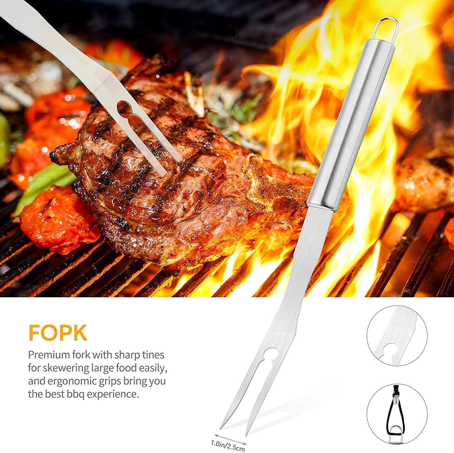 Trinche para BBQ 43cm de Acero Inoxidable 021-19421 Selecto