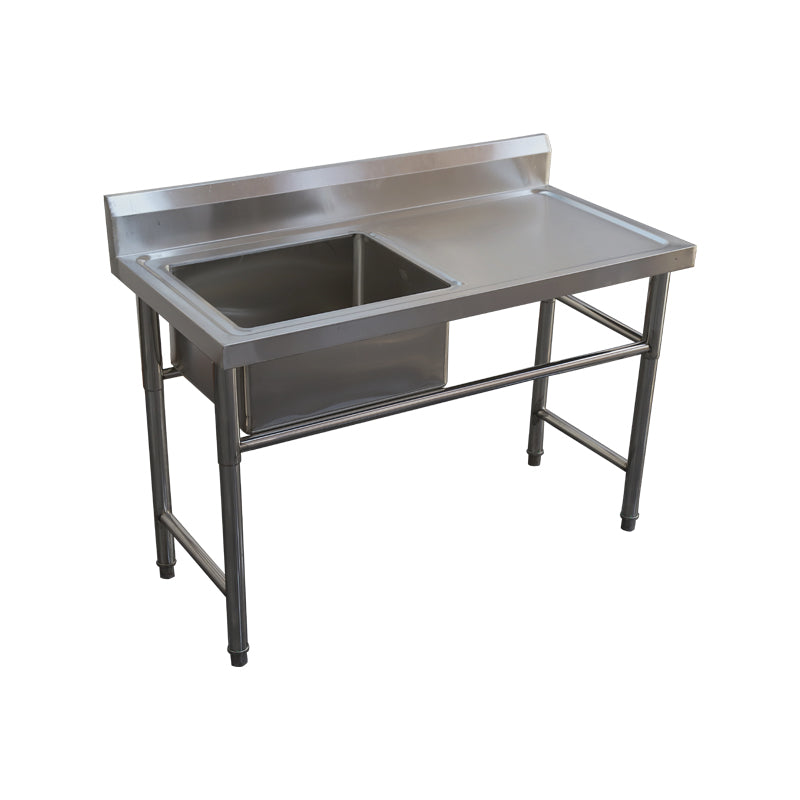 Fregador Industrial de 1 Tina Izquierda con Mesa Derecha 150x60x80cm en Acero Inoxidable 310104 Selecto
