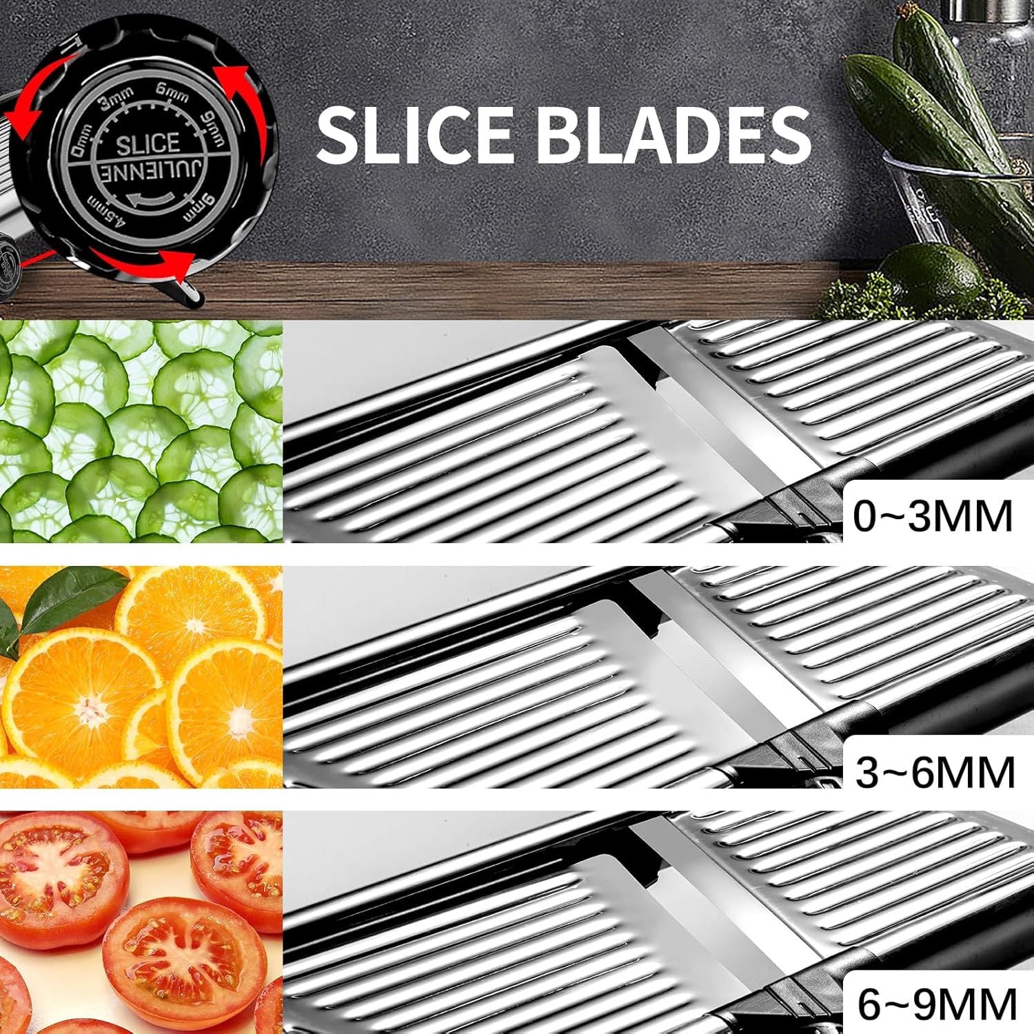 (LLEGANDO 30 DE SEPT) Mandolina Cortadora Profesional de Acero Inoxidable 304 – Rebanador Ajustable para Vegetales 41.5×13.5cm W1027