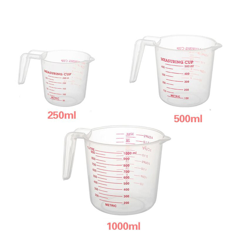 Set 3 Tazas de Medir Plástico 250ml / 500ml / 1000ml 89722