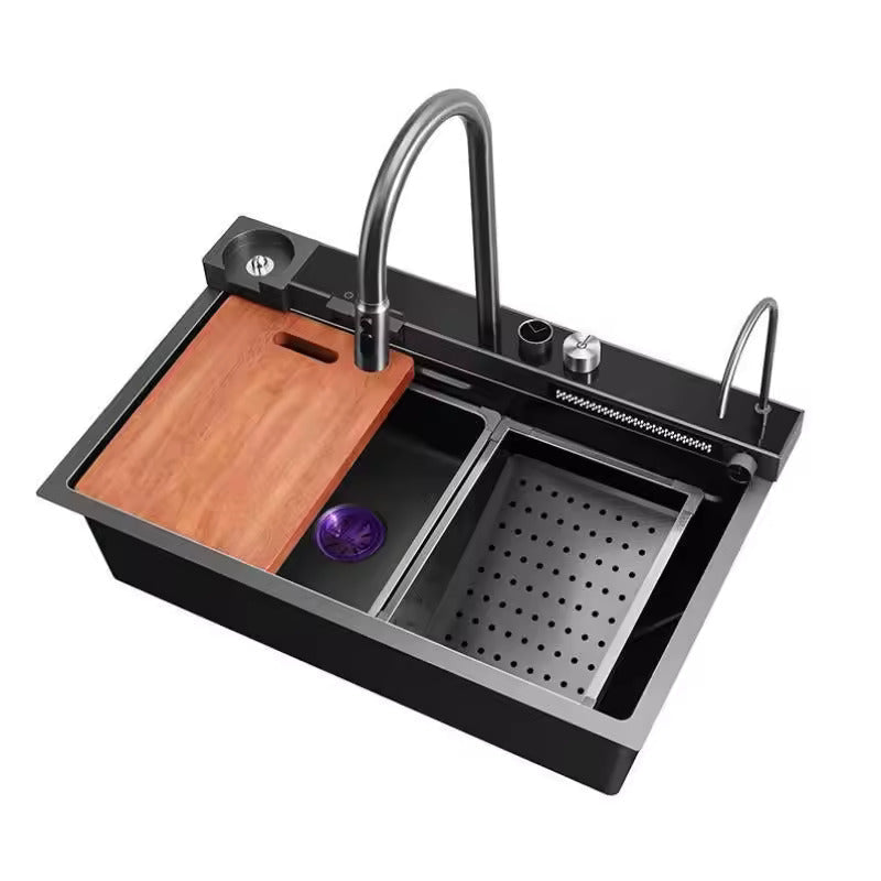 Fregador de Acero Inoxidable 304 1 Tina Negro Mate 4 Funciones en 1 LS-7546B3 Selecto