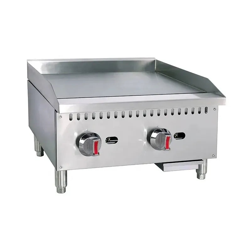 (DE USO PROFESIONAL) Plancha a Gas Industrial de Acero Inoxidable 2 Quemadores 24"/60cm HLRG-600 Selecto