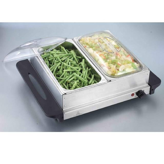 Chafing Dish con Placa Calefactora Eléctrico 2 Compartimentos HVB-200 Buffet. Selecto