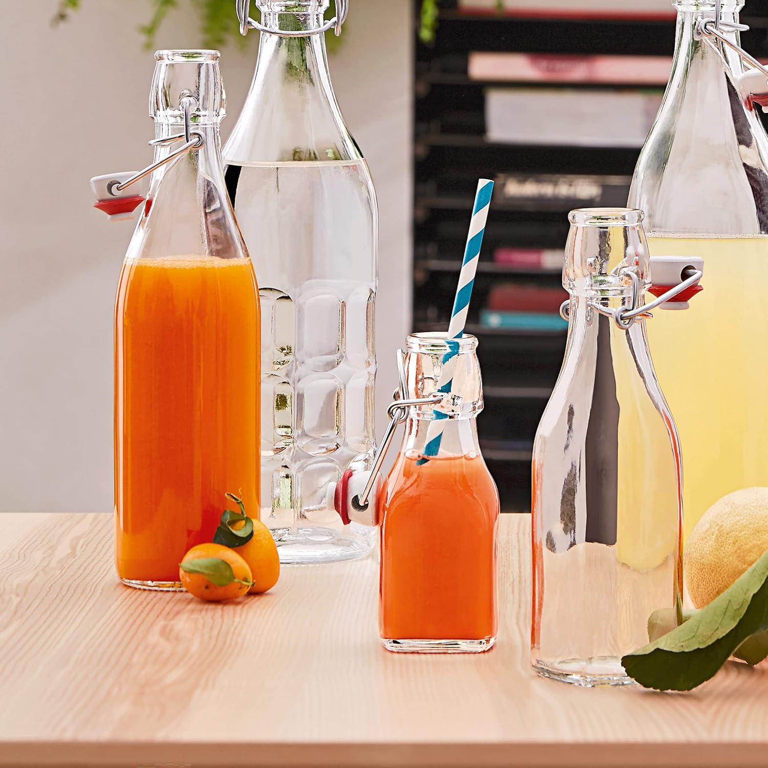 (LLEGANDO 20 DE DIC) Botella de Vidrio Cuadrado con Tapa Hermético 87929