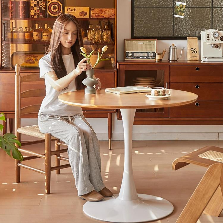 Mesa Redondo Blanco con Color de Madera CTB-2572 Circular. Redonda. Selecto
