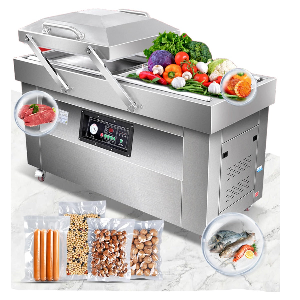 (LLEGANDO 30 DE MARZO) Máquina de Sellado al Vacío con Ruedas 400mm 220V/60Hz de Doble Lado para Sellar DZ400/2B Sellador al vacio. empacadora al vacio.