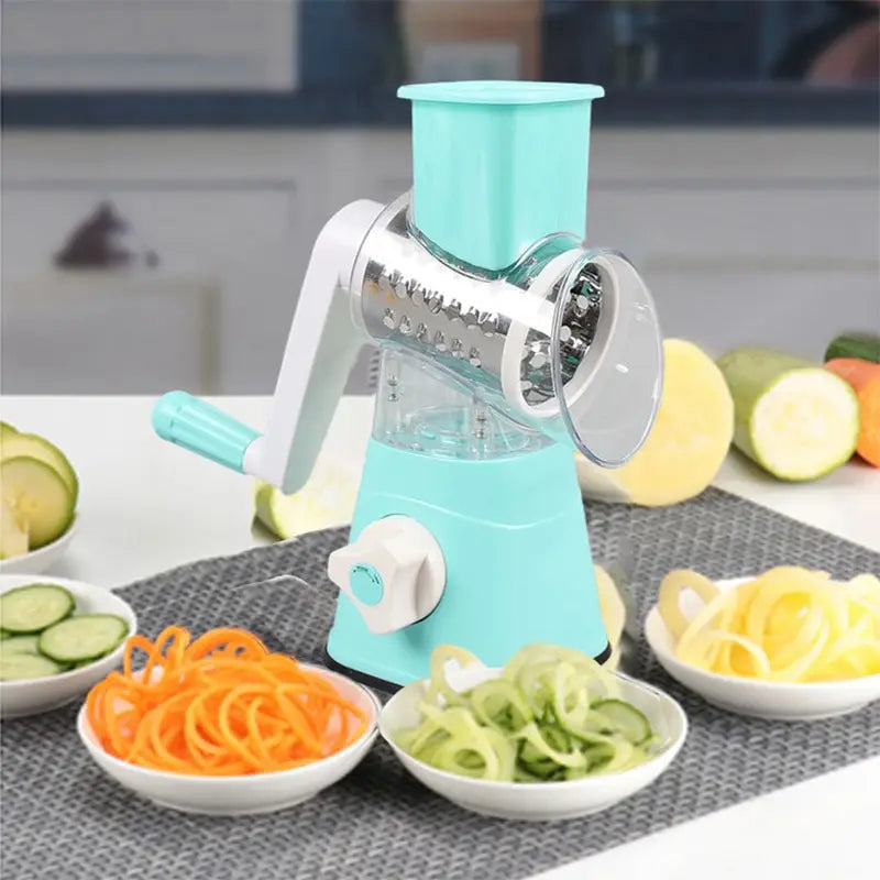Rallador Manual Giratorio Con 3 Cuchillas Intercambiables Para Cocina. Rebanador Cortador Para Verduras, Frutas Y Más. Rallador Queso. Mandolina. KC10874 Selecto