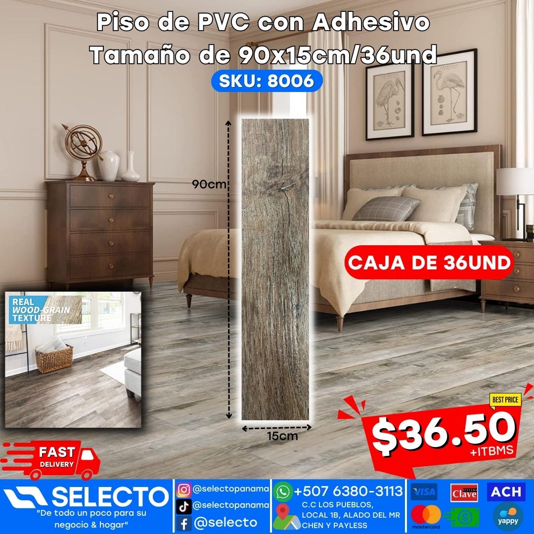 Piso de PVC con Adhesivo 90x15cm/36und 8006 Selecto