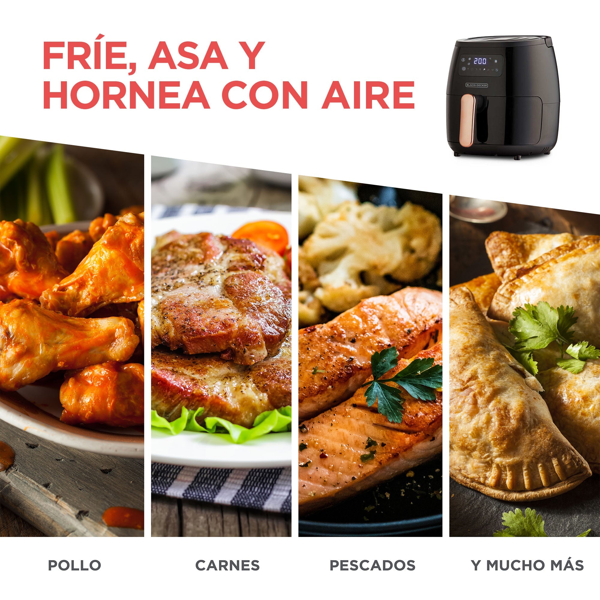 Freidora de Aire 5.7L 7en1 Black and Decker HFD5055B BLACK + DECKER