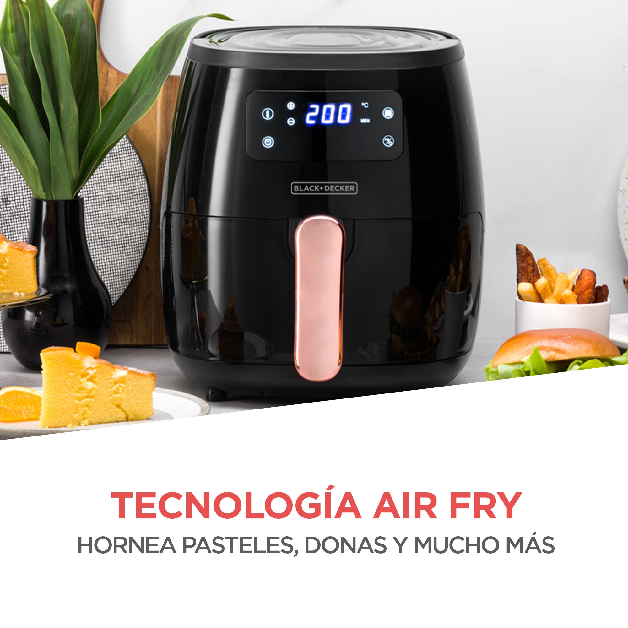 Freidora de Aire 5.7L 7en1 Black and Decker HFD5055B BLACK + DECKER