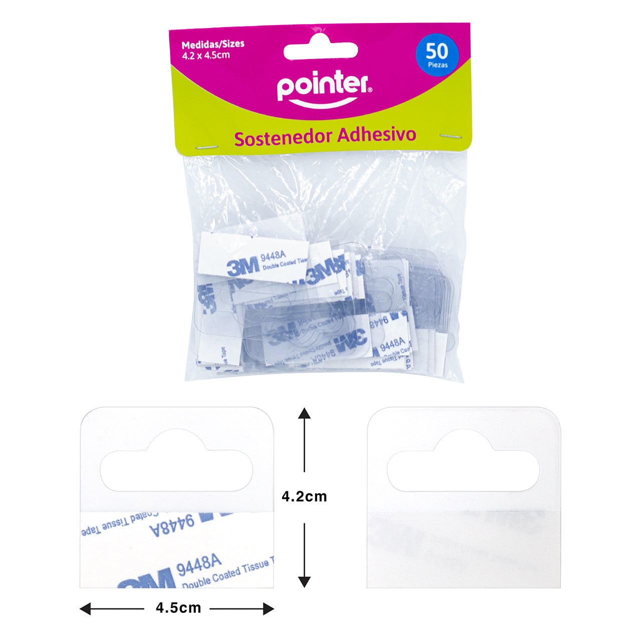 PT 50 Etiqueta Plástica Adhesiva para Colgar Pointer HKG-4343-50B