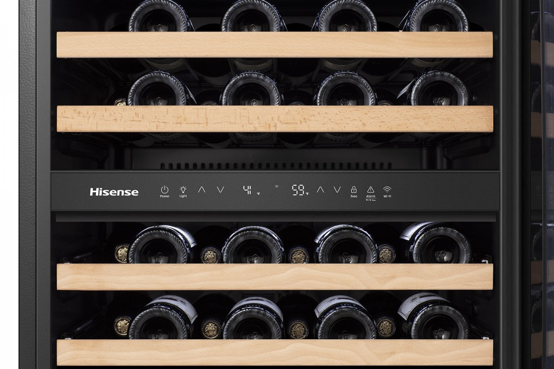 Vinera Enfriador de Vinos 5.4p3 46 Botellas Empotrable o de Piso de Acero Inoxidable Dual Zone con WiFi Hisense HWD046N6SS
