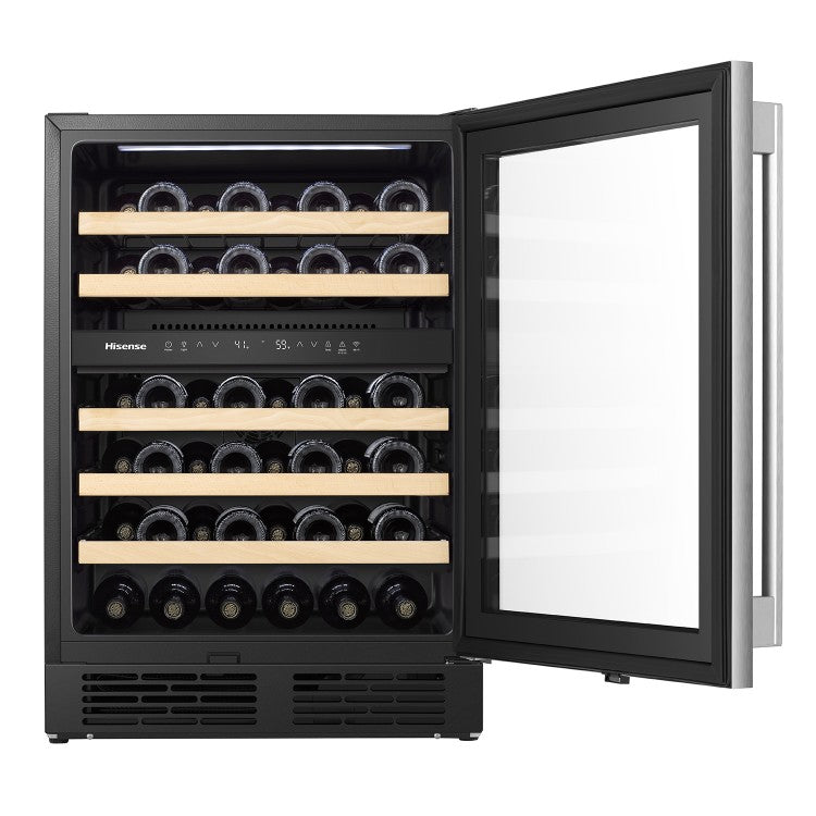 Vinera Enfriador de Vinos 5.4p3 46 Botellas Empotrable o de Piso de Acero Inoxidable Dual Zone con WiFi Hisense HWD046N6SS