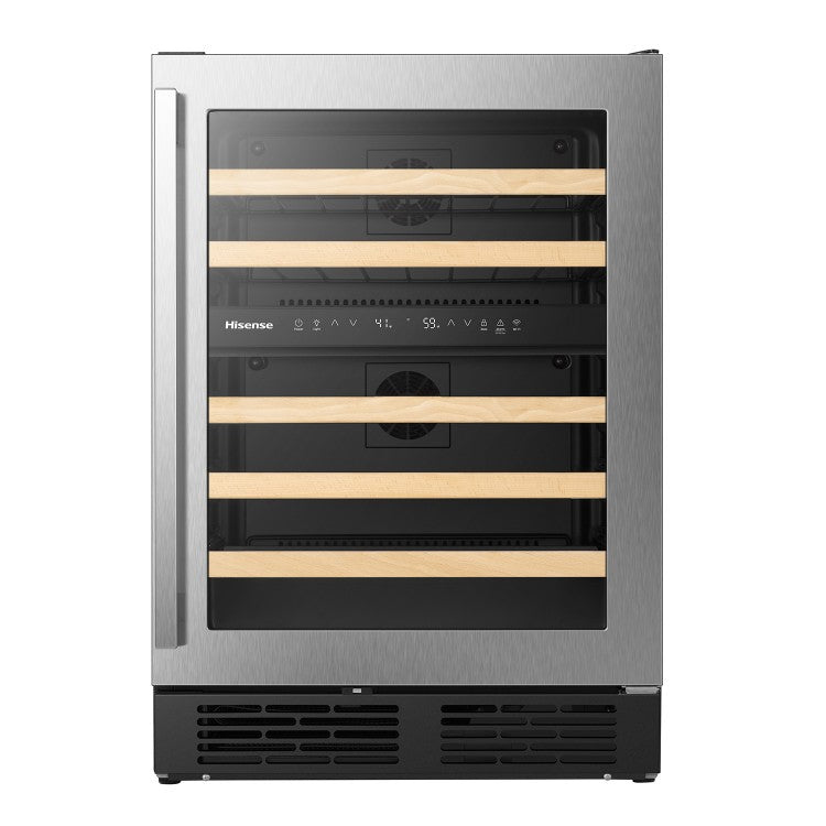 Vinera Enfriador de Vinos 5.4p3 46 Botellas Empotrable o de Piso de Acero Inoxidable Dual Zone con WiFi Hisense HWD046N6SS