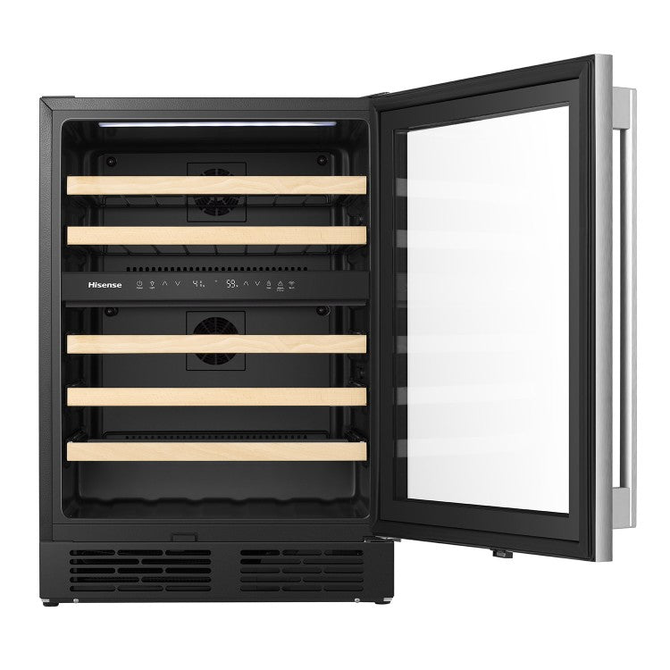 Vinera Enfriador de Vinos 5.4p3 46 Botellas Empotrable o de Piso de Acero Inoxidable Dual Zone con WiFi Hisense HWD046N6SS