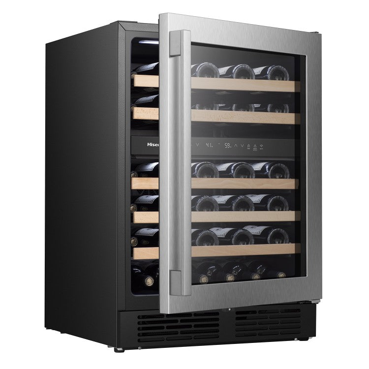 Vinera Enfriador de Vinos 5.4p3 46 Botellas Empotrable o de Piso de Acero Inoxidable Dual Zone con WiFi Hisense HWD046N6SS