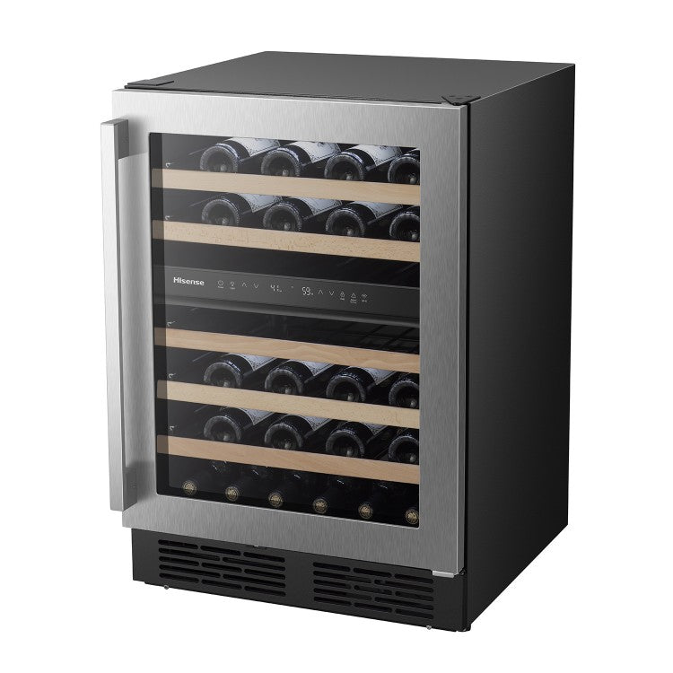 Vinera Enfriador de Vinos 5.4p3 46 Botellas Empotrable o de Piso de Acero Inoxidable Dual Zone con WiFi Hisense HWD046N6SS