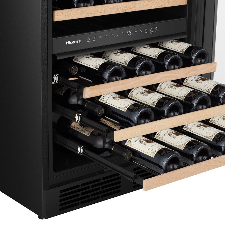 Vinera Enfriador de Vinos 5.4p3 46 Botellas Empotrable o de Piso de Acero Inoxidable Dual Zone con WiFi Hisense HWD046N6SS
