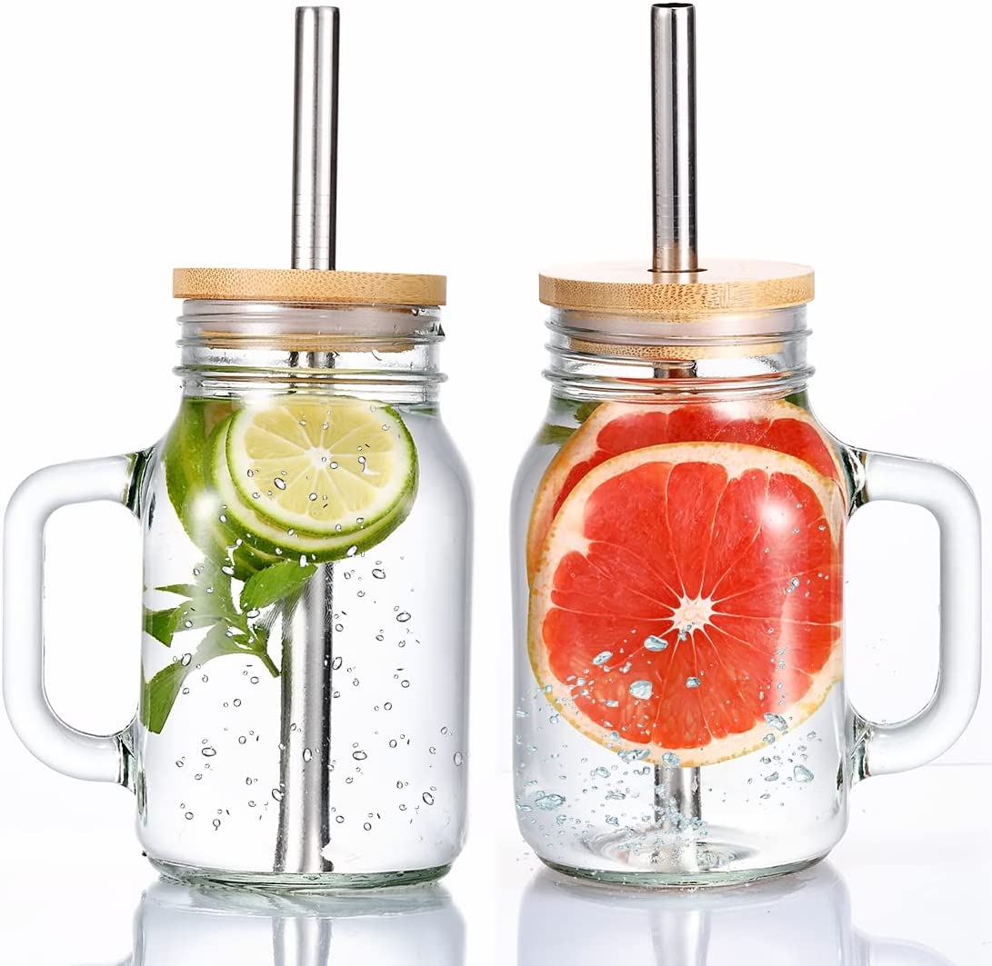 Vaso de Vidrio con Tapa y Carrizo 86410-36