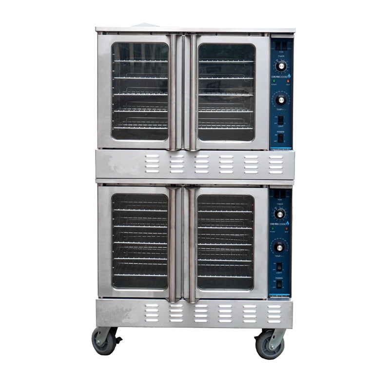 Horno Industrial Doble de Convección a Gas 108,000 BTU 10 Bandejas 70x50cm 2 Nivel 110V – HSD-102G