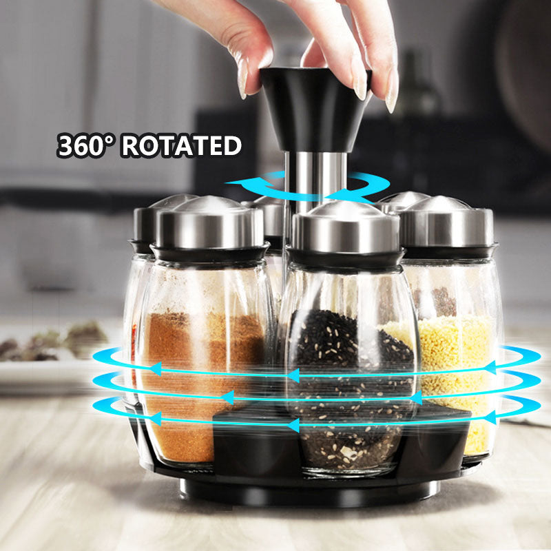 Set 6 Condimenteros de Vidrio con Base Giratorio FSK9036 Selecto