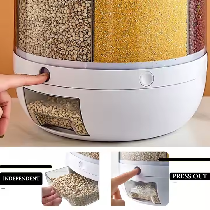 Dispensador de Granos 6 Compartimientos Giratorio de Plástico LHC-9743 Selecto