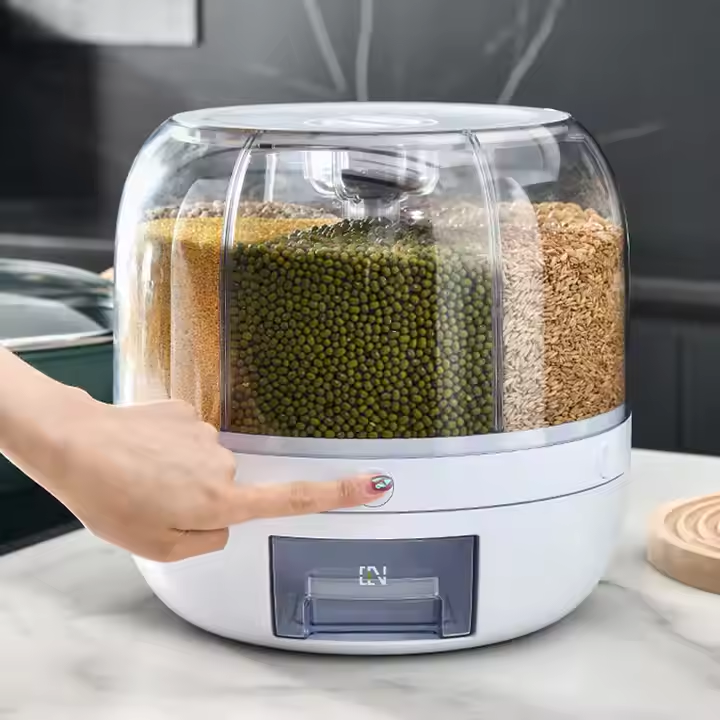 Dispensador de Granos 6 Compartimientos Giratorio de Plástico LHC-9743 Selecto