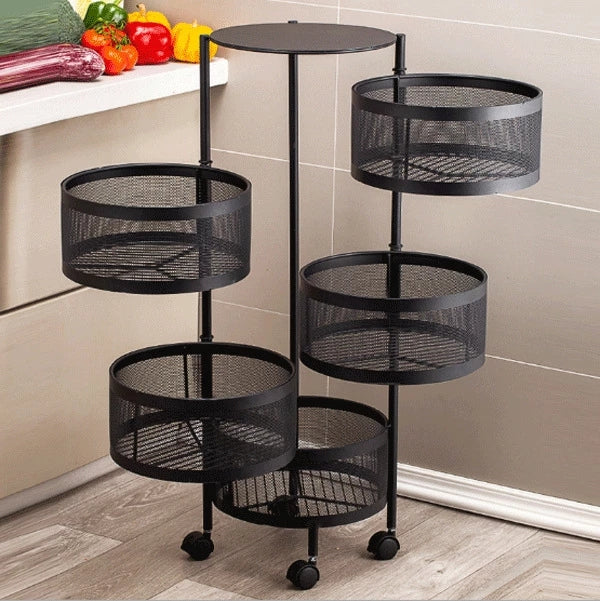 (LLEGANDO 27 DE MARZO) Organizador de Metal Negro para Cocina Multiuso con Rueditas 87x30cm LHC-9819