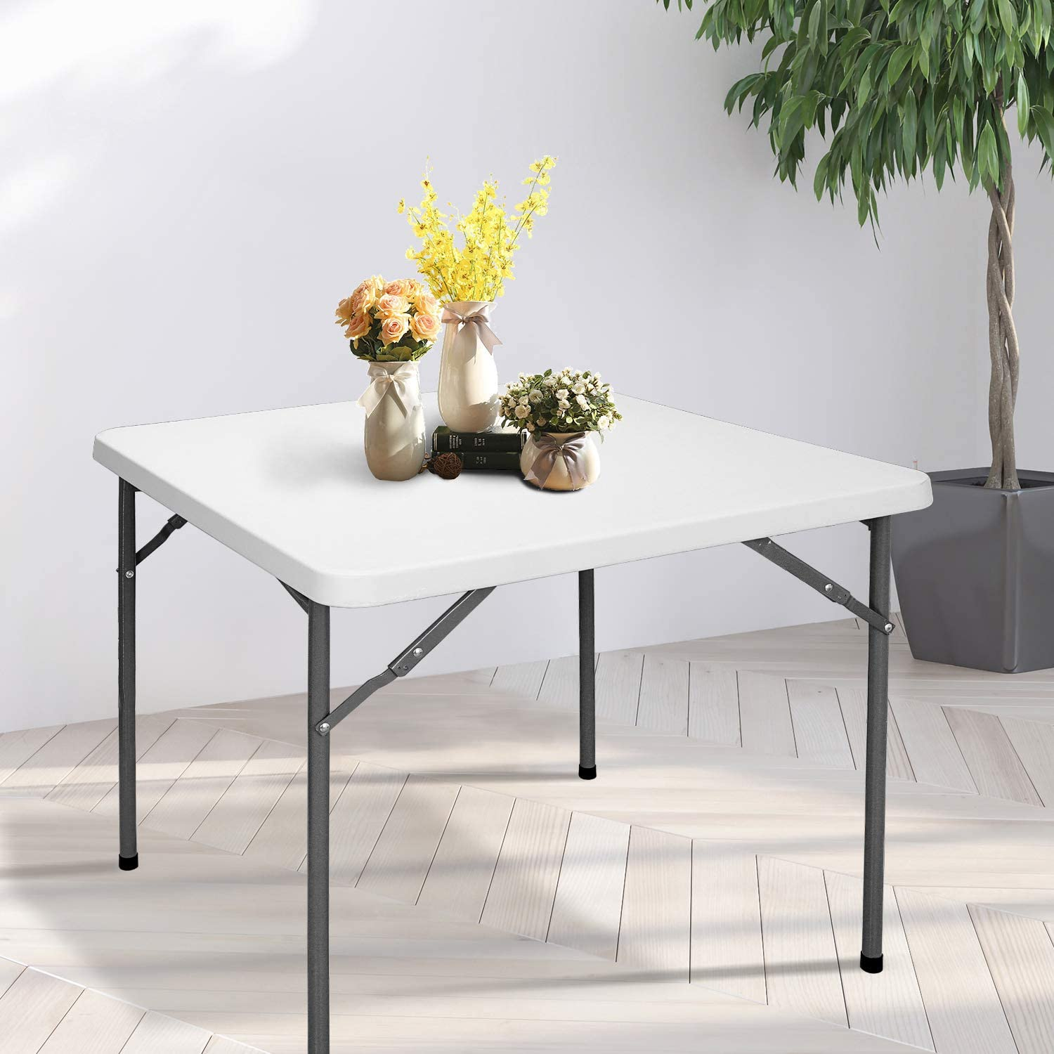 (LLEGANDO 5 DE MAYO) Mesa Cuadrada Plegable Blanco 86cm HS-F86