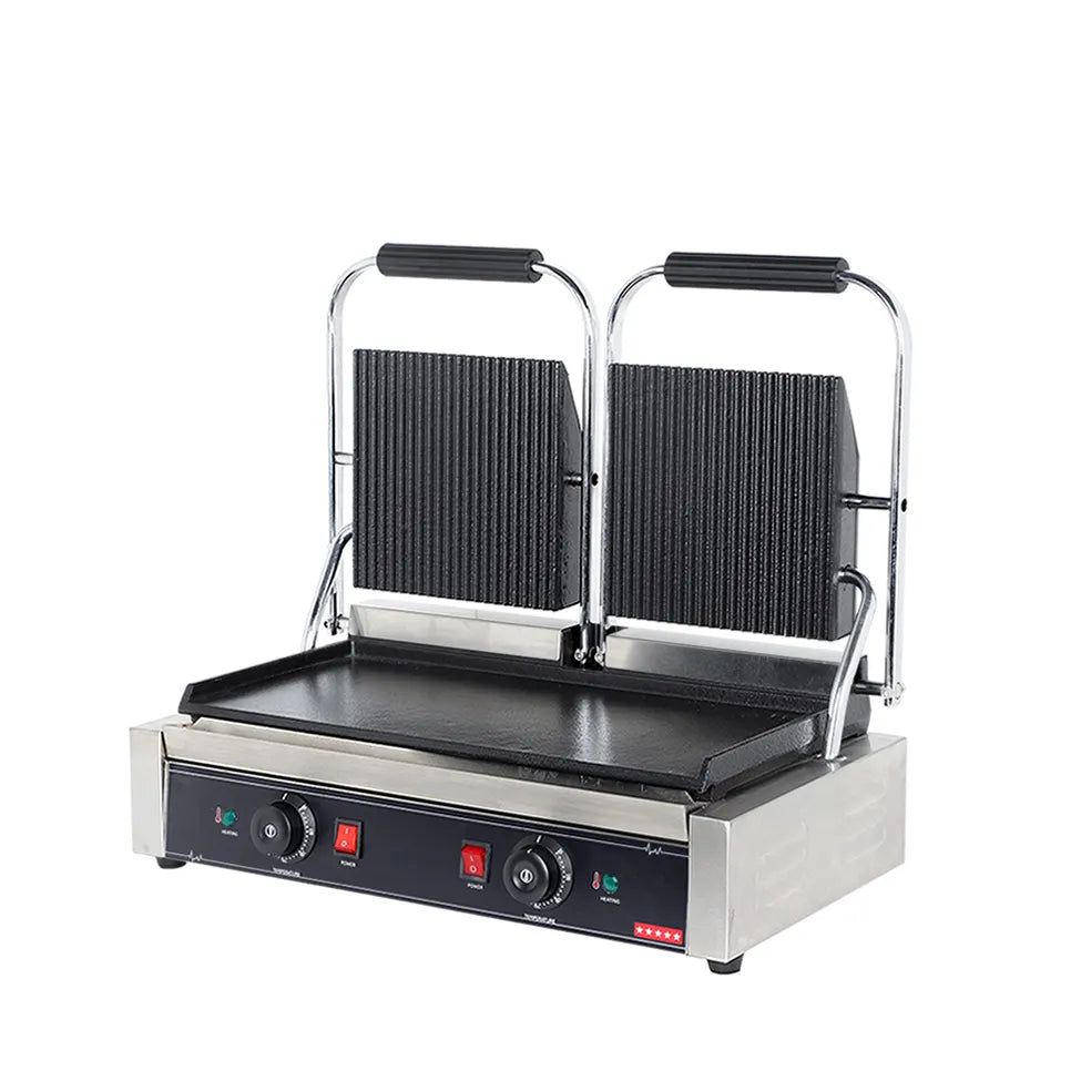 Plancha Panini Doble Grill Arriba y Plano Abajo 580*400*210mm HEG-813A