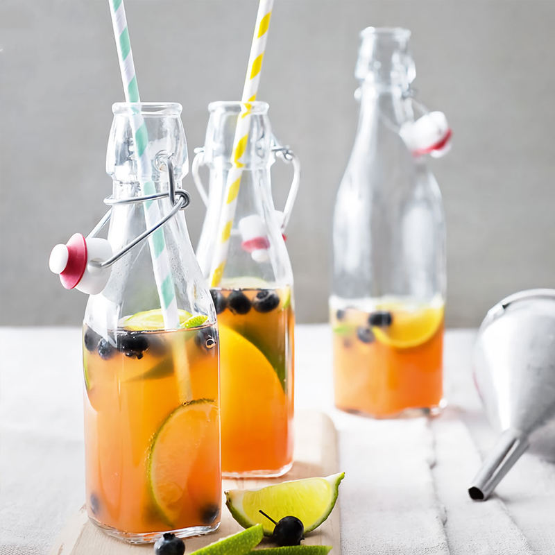 (LLEGANDO 20 DE DIC) Botella de Vidrio Cuadrado con Tapa Hermético 87929