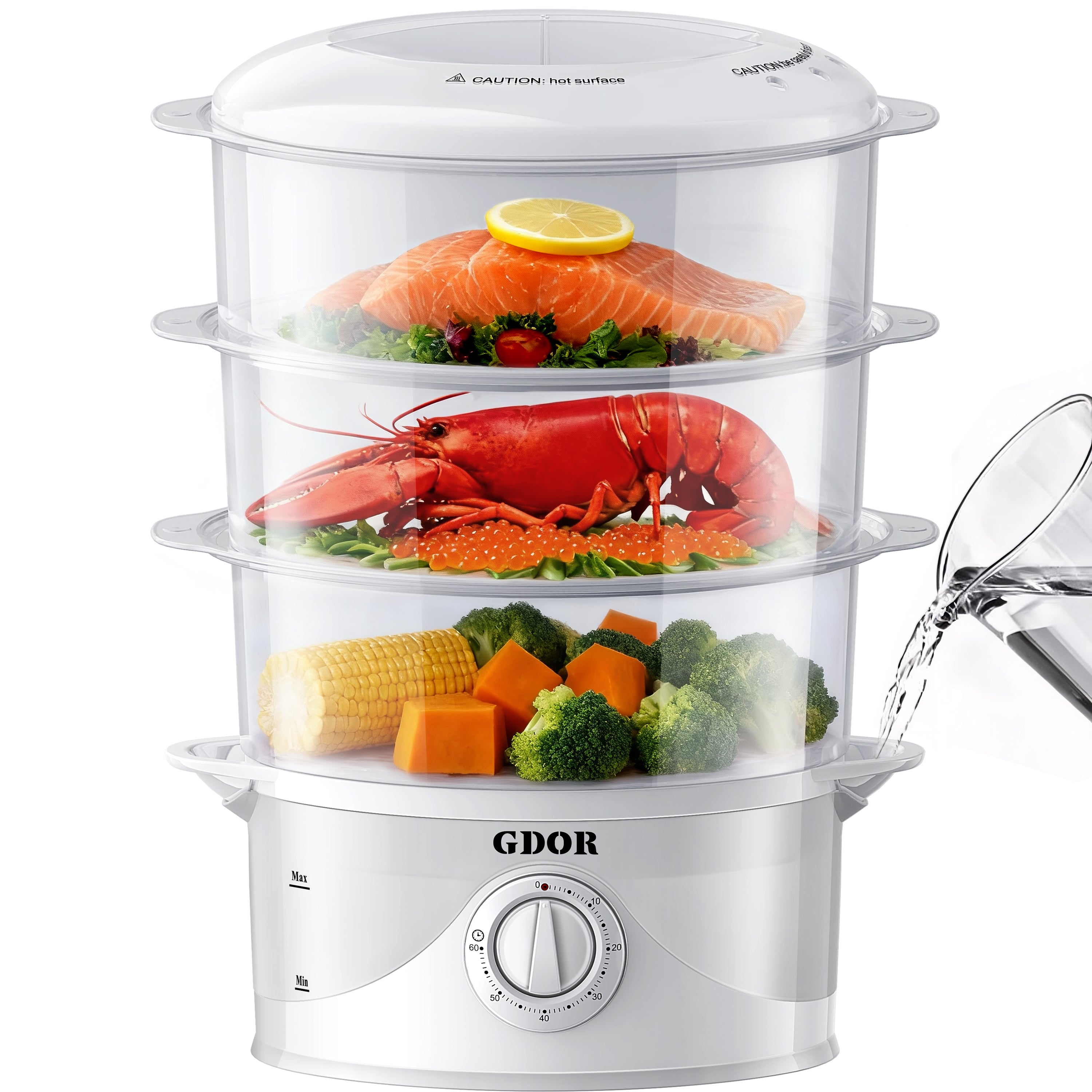 (LLEGANDO 5 DE MAYO) Vaporera Eléctrica de 3 Niveles 9.0 Litros IU-ST09L Universal Royal Siu mai. Dim sum.